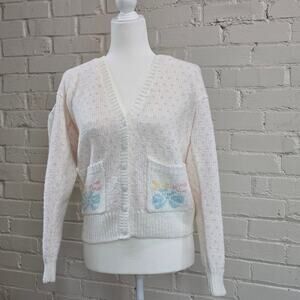 Pastel Pink & Blue| Embroidered Bow Knit Cardigan Sweater | Coquette Soft Girl